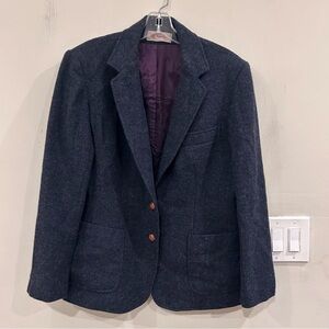 Vintage Evan Picone Wool Classic dark Blue lined Women's Blazer. Size Large